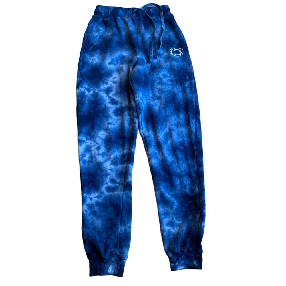 Zoozatz Joggers Penn State Blue Tie-Dye, PaperBag Tapered Ankle Tie-Waist EUC XS